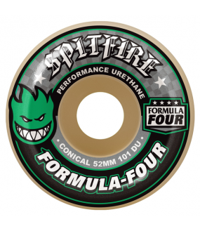 SPITFIRE WHEELS (JEU DE 4) 52MM F4 101D CONICAL GREEN PRINT