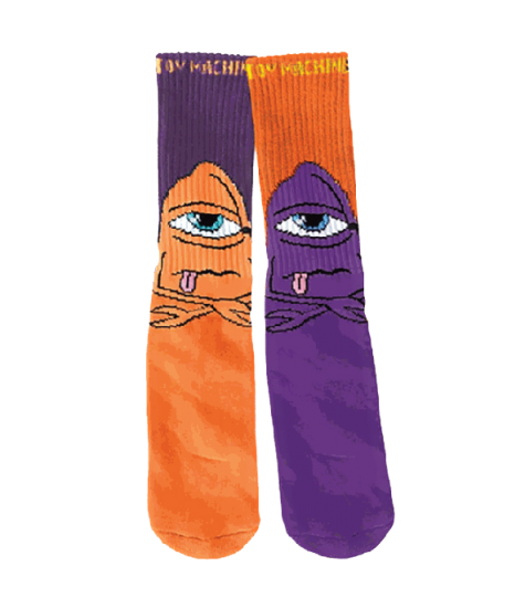 TOY MACHINE CHAUSSETTES (SOCKS) BORED SECT CREW PURPLE ORANGE