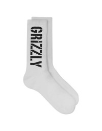GRIZZLY SOCKS STAMP WHITE